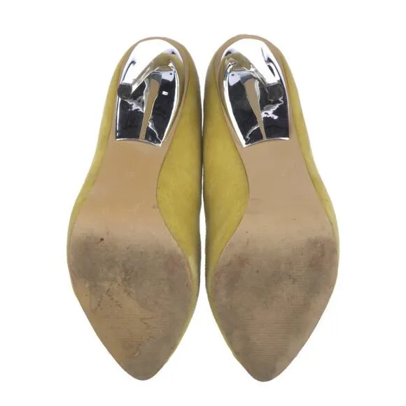 Giuseppe Zanotti Yellow Suede Silver Metallic Stiletto Heel Shoe Pump EU 36