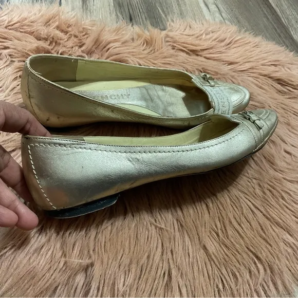 Givenchy Pointed Gold Ballet Flats Size 36