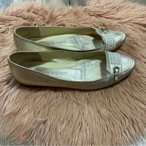 Givenchy Pointed Gold Ballet Flats Size 36