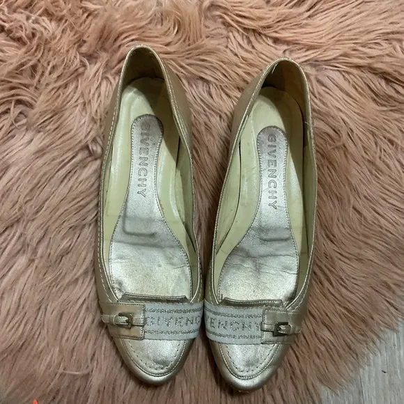 Givenchy Pointed Gold Ballet Flats Size 36
