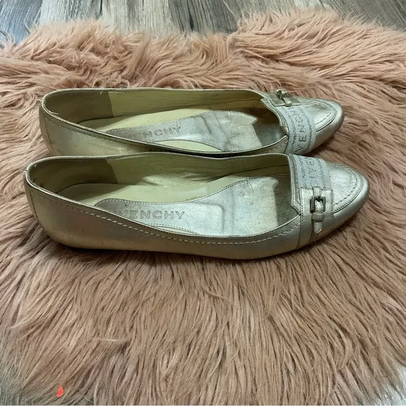 Givenchy Pointed Gold Ballet Flats Size 36