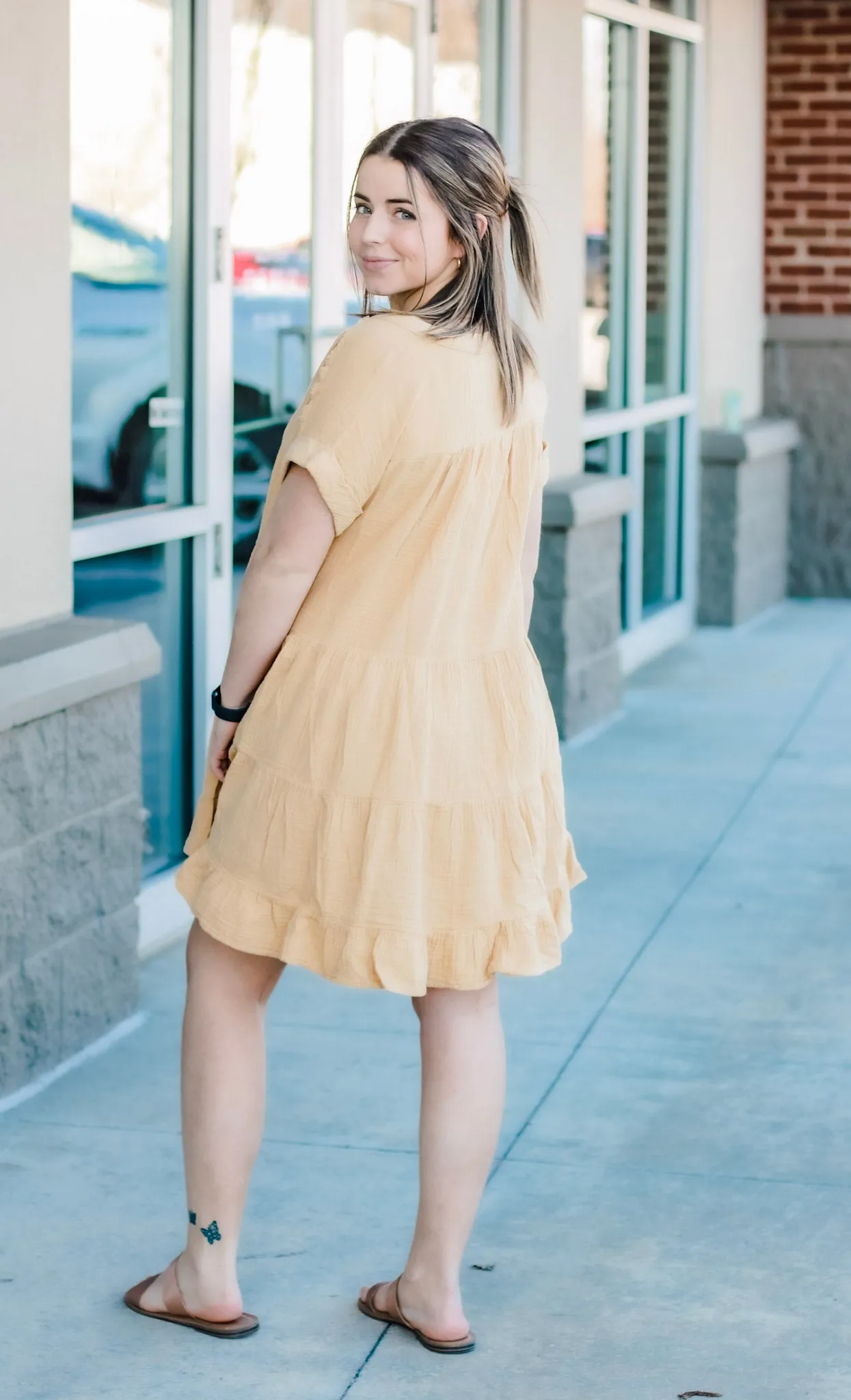 Go Back Home Dress in Straw