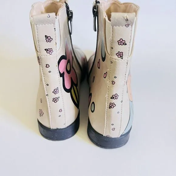 GOBY Women's Size 8.5 EU 39 Sweet Couple Ankle Boots Floral Tan Side Zip $145