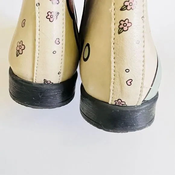 GOBY Women's Size 8.5 EU 39 Sweet Couple Ankle Boots Floral Tan Side Zip $145