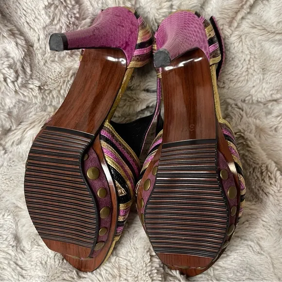 Gold Pink Tango High Heels | Strappy Metallic Open Toe Party Shoes for Dancing