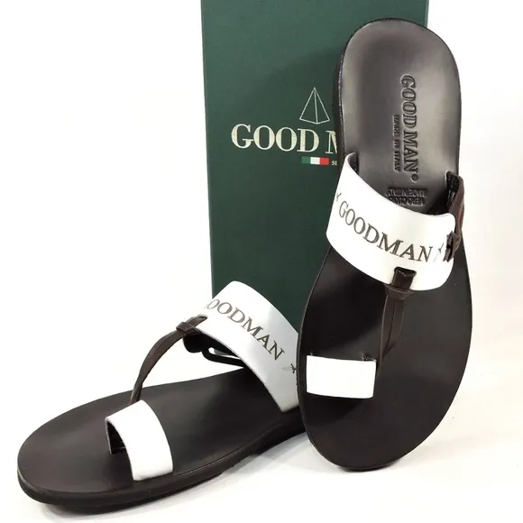 GOODMAN 🇮🇹 MENS BROWN LEATHER COMFORT SUMMER FLATS SANDALS
