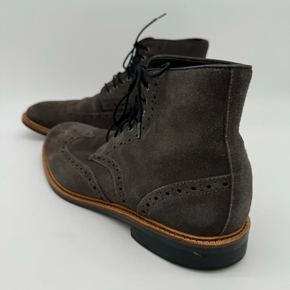 Gordon Rush Stafford Wingtip Gray Suede Leather Boots Size 9.5