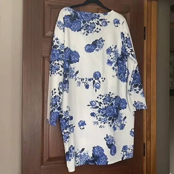Gorgeous Blue Floral Wrap Style Dress