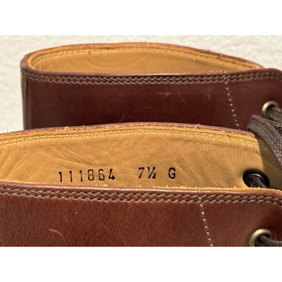 GRENSON ASA Brown Leather Boots Sz 7.5 Derby Lace Up Round Toe XL Extra Light