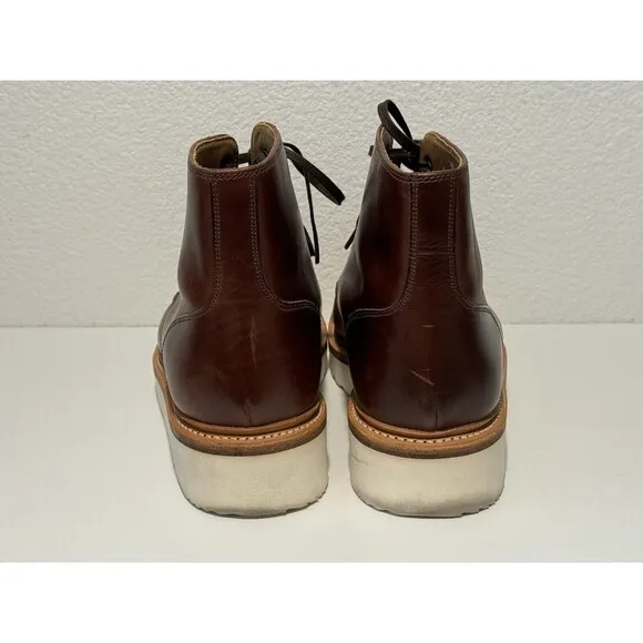 GRENSON ASA Brown Leather Boots Sz 7.5 Derby Lace Up Round Toe XL Extra Light