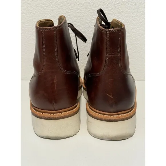 GRENSON ASA Brown Leather Boots Sz 7.5 Derby Lace Up Round Toe XL Extra Light