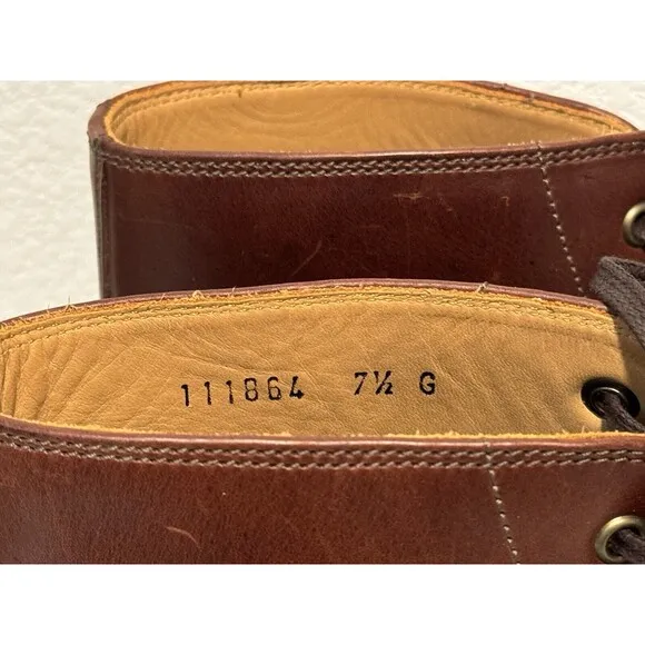 GRENSON ASA Brown Leather Boots Sz 7.5 Derby Lace Up Round Toe XL Extra Light