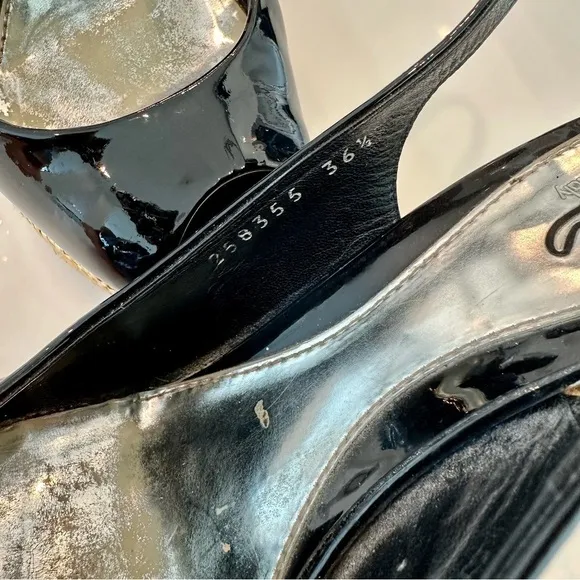 Gucci Black Patent Leather Platform Wedges