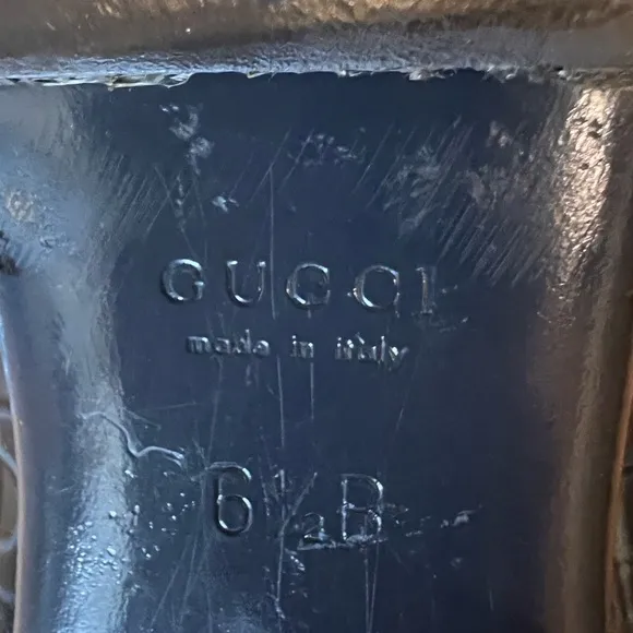 Gucci Blue Horsebit Patent Leather Flats