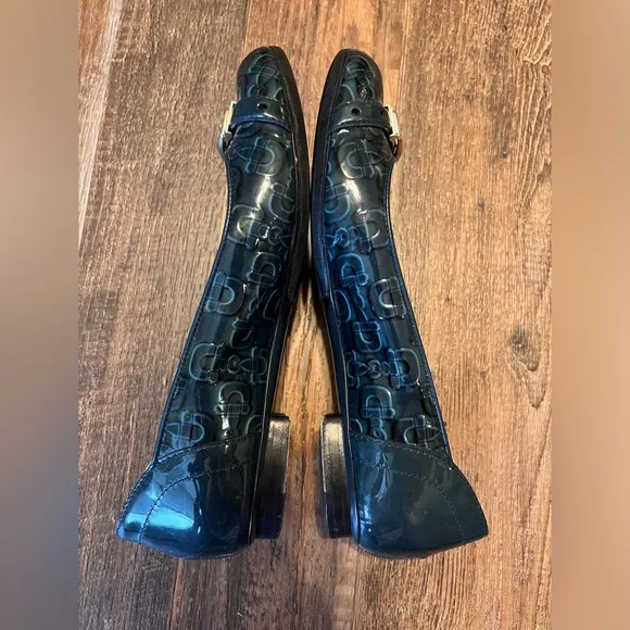 Gucci Blue Horsebit Patent Leather Flats