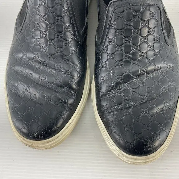 Gucci Microguccissima Black Leather Slip-On Sneakers Shoes Men’s 13 Preowned