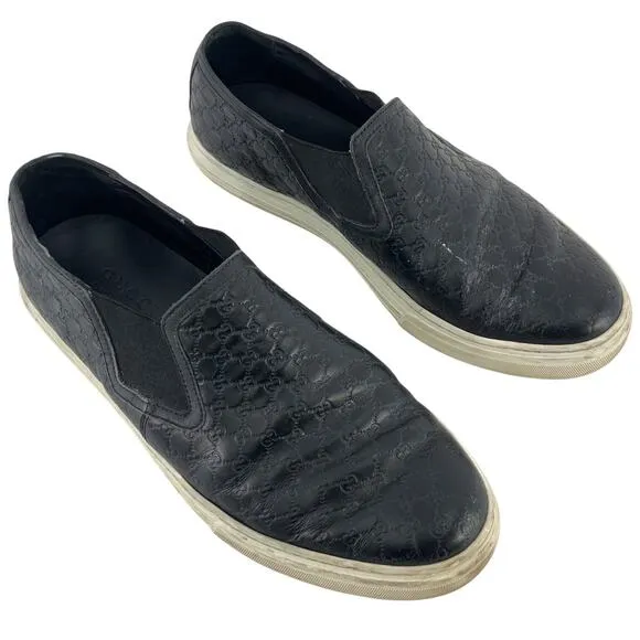 Gucci Microguccissima Black Leather Slip-On Sneakers Shoes Men’s 13 Preowned