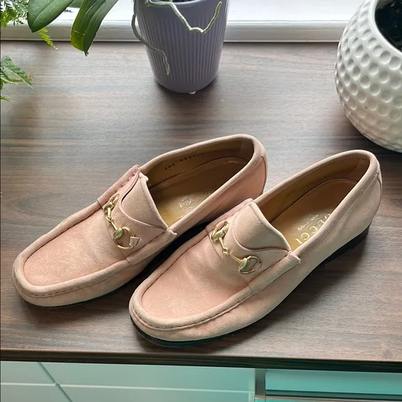 Gucci Pink Flats with Horsebit Detail