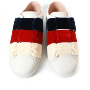 GUCCI Women's Ace Leather Velvet Bow Slip-On Sneakers Shoes, EU 35.5 / US 5.5