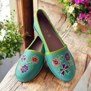 Gudrun Sjoden Slip On Floral Embroidered Leather Flats | 40 NWOT