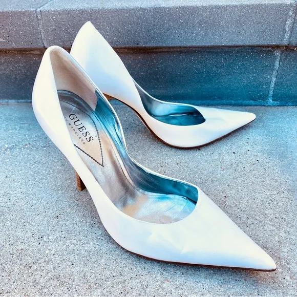 GUESS heels Carrie pumps WHITE LEATHER 9.5 stilettos high heel wedding bridal
