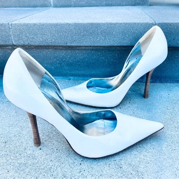 GUESS heels Carrie pumps WHITE LEATHER 9.5 stilettos high heel wedding bridal