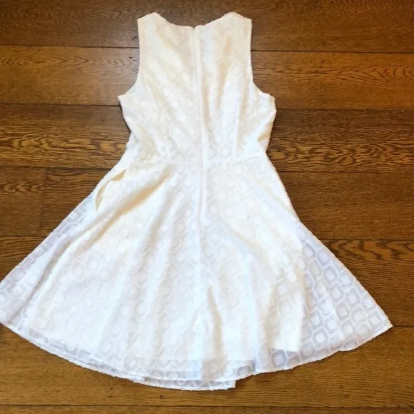 Guess Lace Up Ruffle Tie Front White Dress