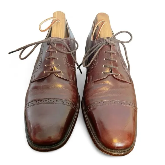 Guido‎ - Men’s Burgundy Leather Cap Toe Derby Oxford - Sz. 9