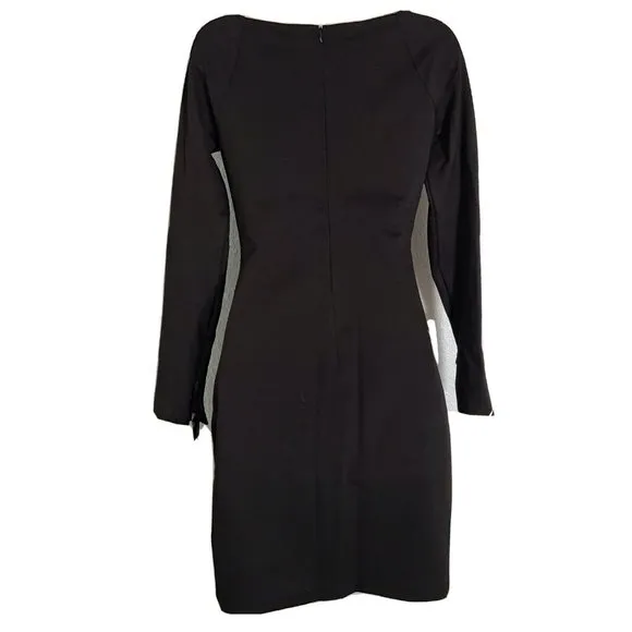 Hale Bob dress Embroidered Sheath Blue black Teri Long Sleeve sz S new