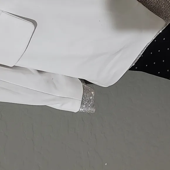 halogen(r) Peekaboo Rhinestone Trim Blazer in white