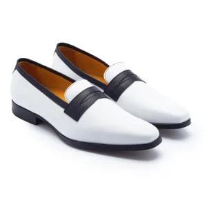 Handmade Two Tone Leather Penny Loafers for Men