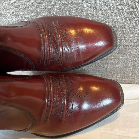 Hanover Burgundy Leather Ankle Riding Boots Mens Size 8.5 EEE Side Zip Western