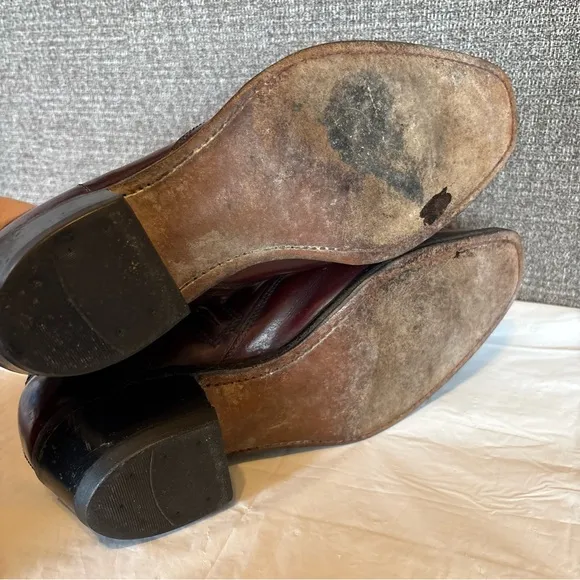 Hanover Burgundy Leather Ankle Riding Boots Mens Size 8.5 EEE Side Zip Western