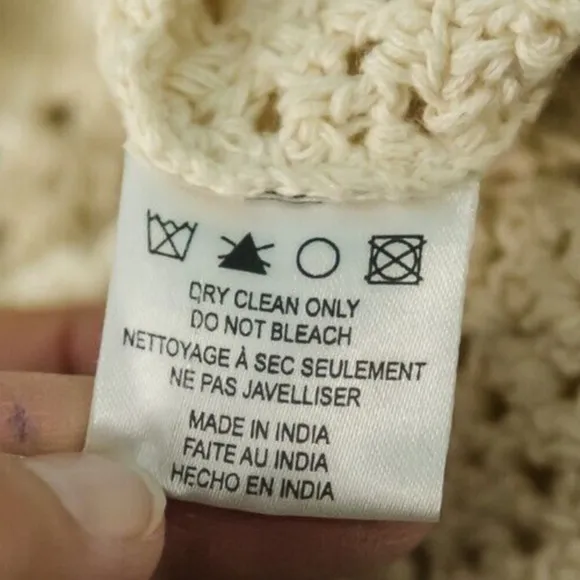 Harare Anthropologie Size Large L Ivory Crochet Boat Neck Cotton Sweater