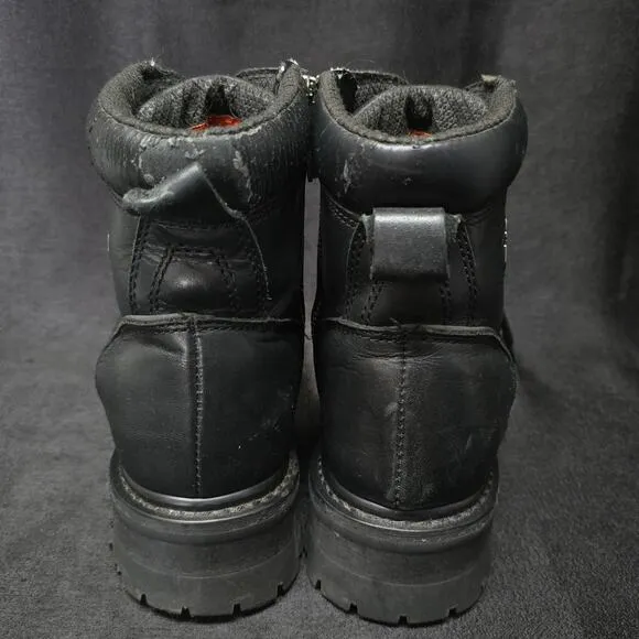 Harley Davidson Black Leather Steel Toe Boots Side Zip