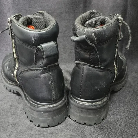 Harley Davidson Black Leather Steel Toe Boots Side Zip