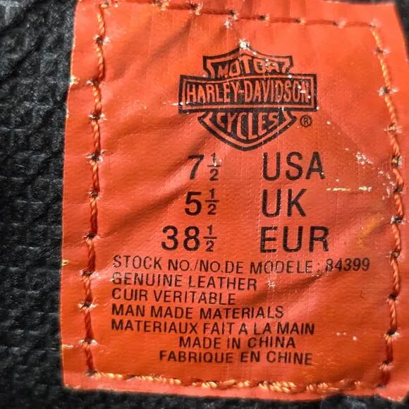 Harley Davidson Black Leather Steel Toe Boots Side Zip