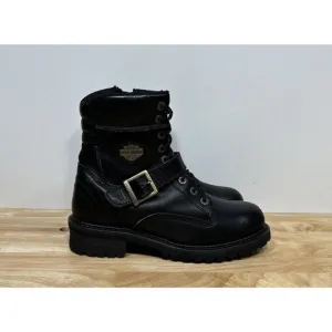 Harley Davidson Black Leather Motorcycle Boots Side Zip Mens Size 8 94038