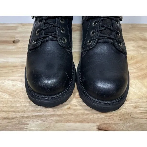 Harley Davidson Black Leather Motorcycle Boots Side Zip Mens Size 8 94038