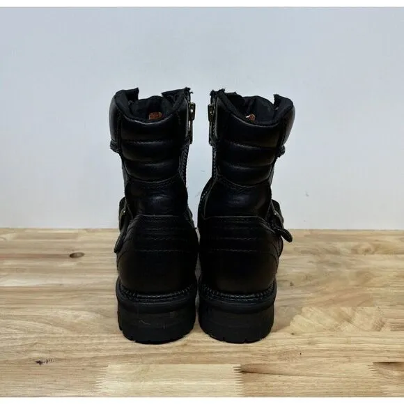 Harley Davidson Black Leather Motorcycle Boots Side Zip Mens Size 8 94038