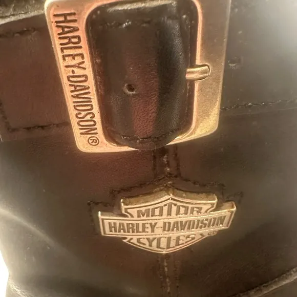 Harley Davidson Boots Mens 12 Moto Biker Black Leather Side Zip w Buckles 91724