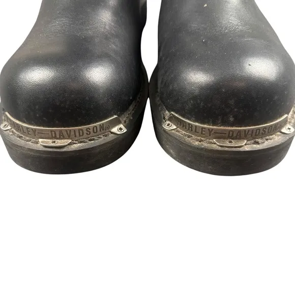 Harley Davidson Boots Mens 12 Moto Biker Black Leather Side Zip w Buckles 91724