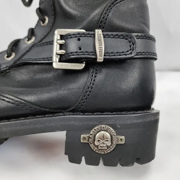Harley-Davidson Leather Lace, Zip, Buckle Skull Boot Men’s Size 7.5