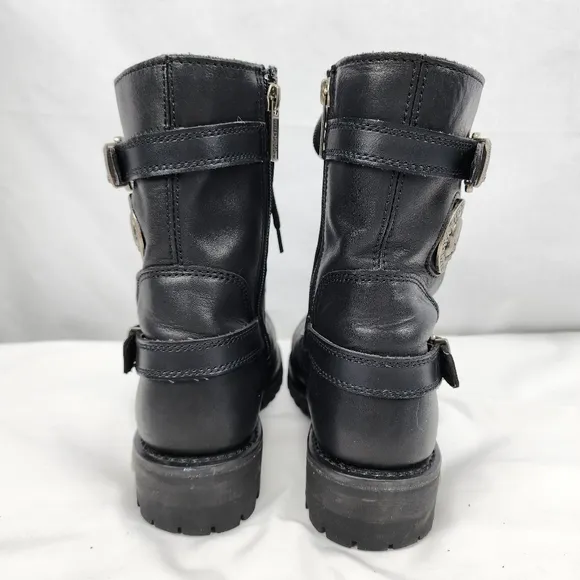 Harley-Davidson Leather Lace, Zip, Buckle Skull Boot Men’s Size 7.5
