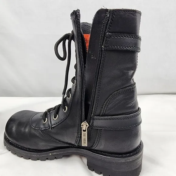 Harley-Davidson Leather Lace, Zip, Buckle Skull Boot Men’s Size 7.5