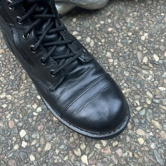 Harley Davidson Men’s Black Leather Lace Up Side Zip Biker Boots Size 8