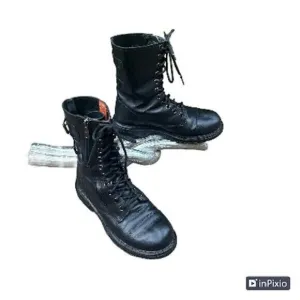 Harley Davidson Men’s Black Leather Lace Up Side Zip Biker Boots Size 8