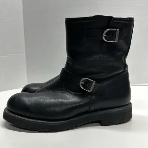 Harley Davidson Moto Conductor Biker Boots Leather Boot Zip Side Black Mens 11
