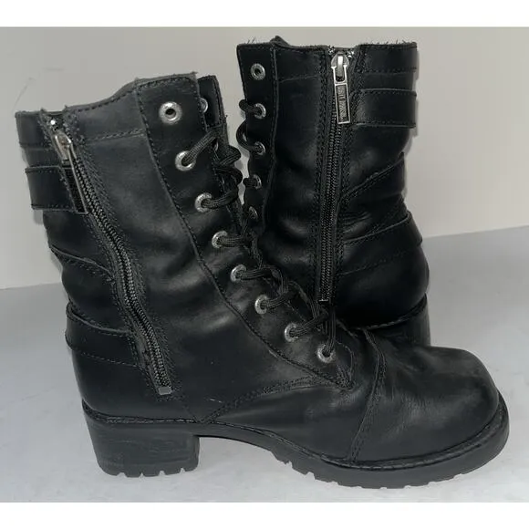 Harley-Davidson Women's Neve Black Boots Side Zipper D83644 Sz 6