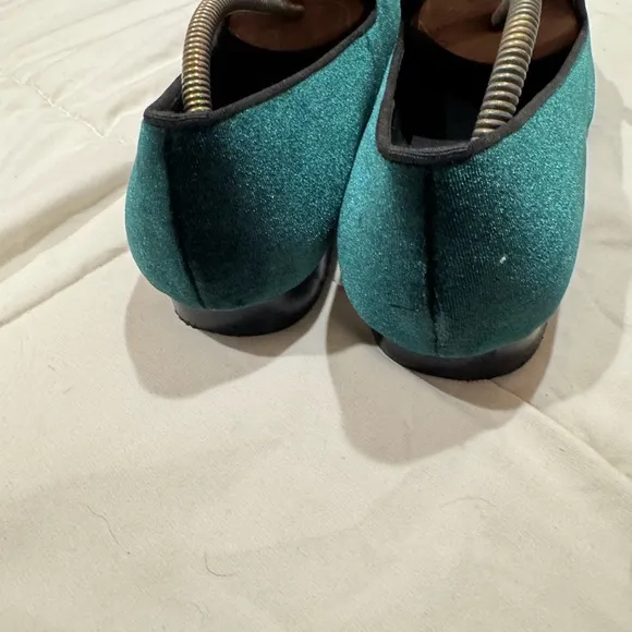 Harper Green Velvet Loafers with Gold Accent